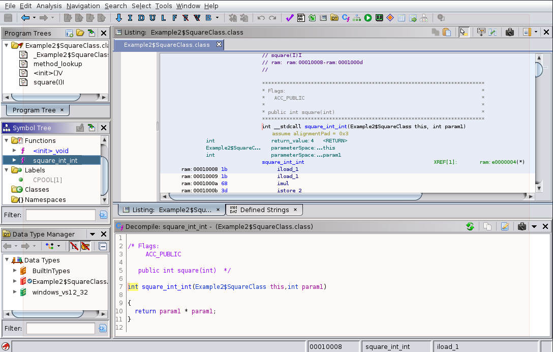 Screenshot of Ghidra Analyzing Java Class